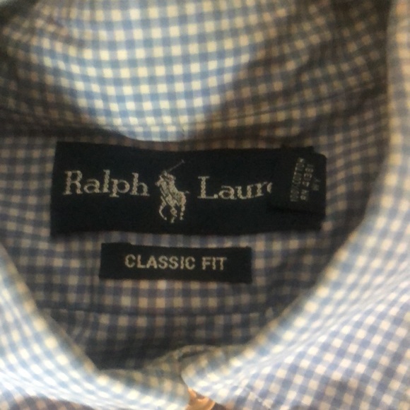 Used XL blue and white w/ pink horse Ralph Lauren button down. - Picture 3 of 4